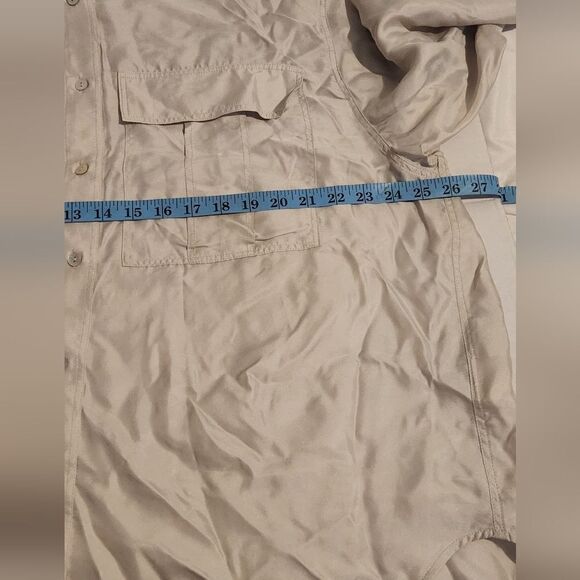 New H&M Pompette Gray Dusty Light Silk Blend Utility Shirt Size XL Oversized - Picture 12 of 14